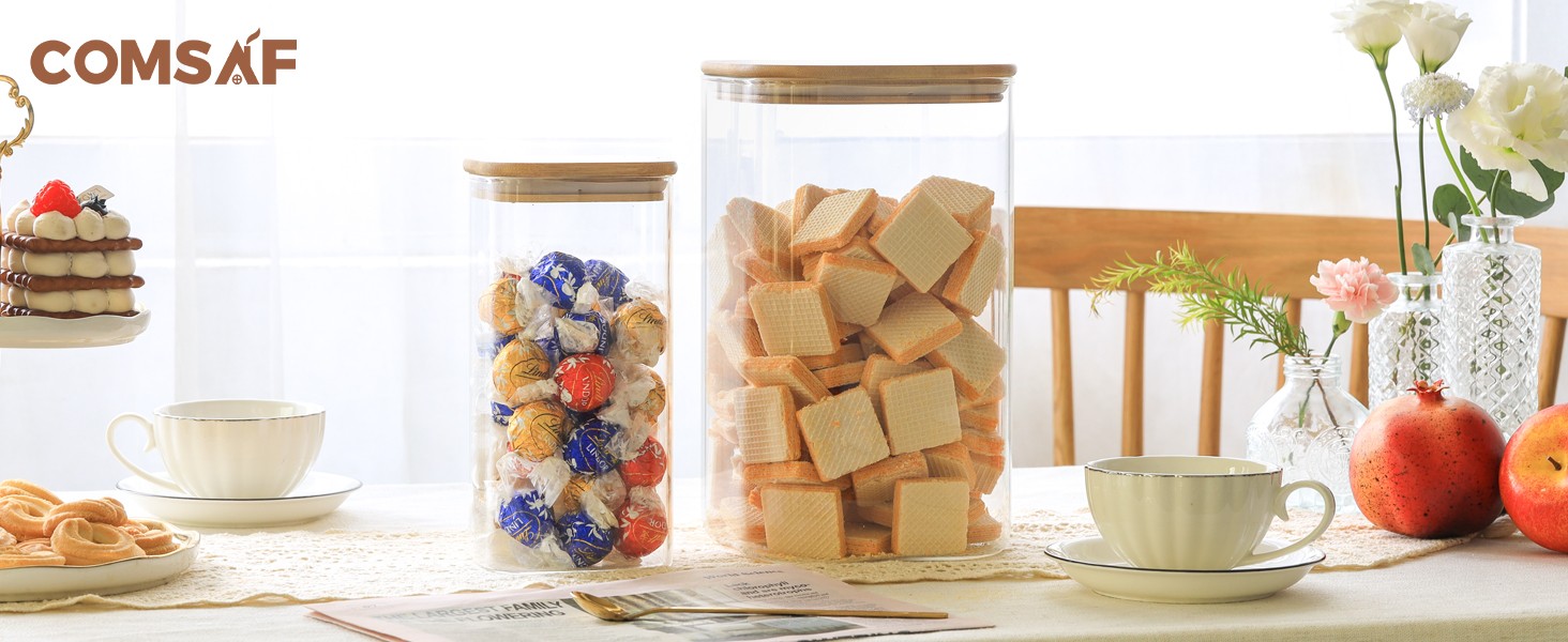 1.2 Gallon Wide Mouth Flour Sugar Storage Containers 2 Pcs, 4.6 Qt Glass Storage