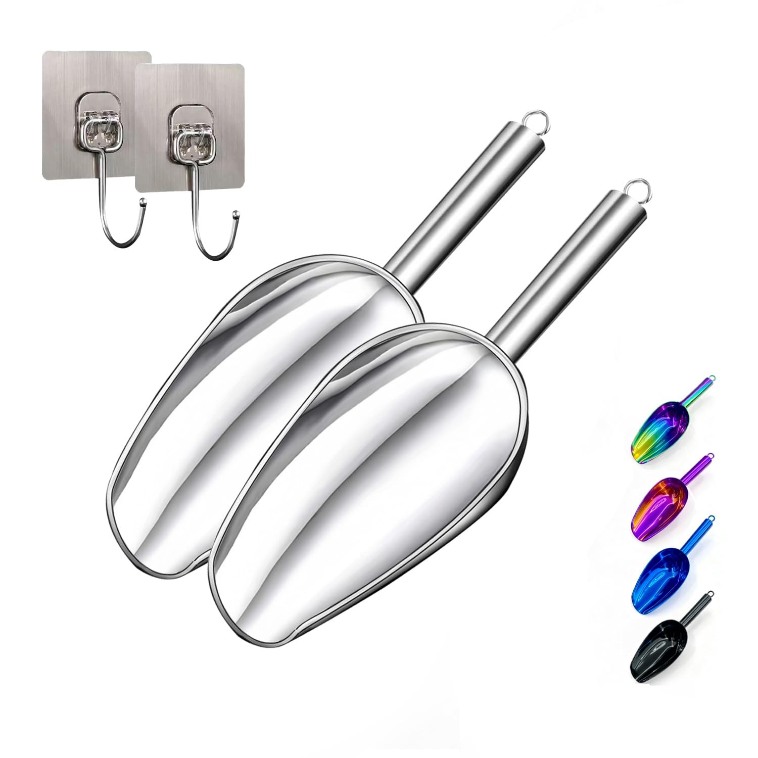 3oz Stainless Steel Ice Scoop for Freezer，Kitchen Ice Scooper for Ice Maker, …