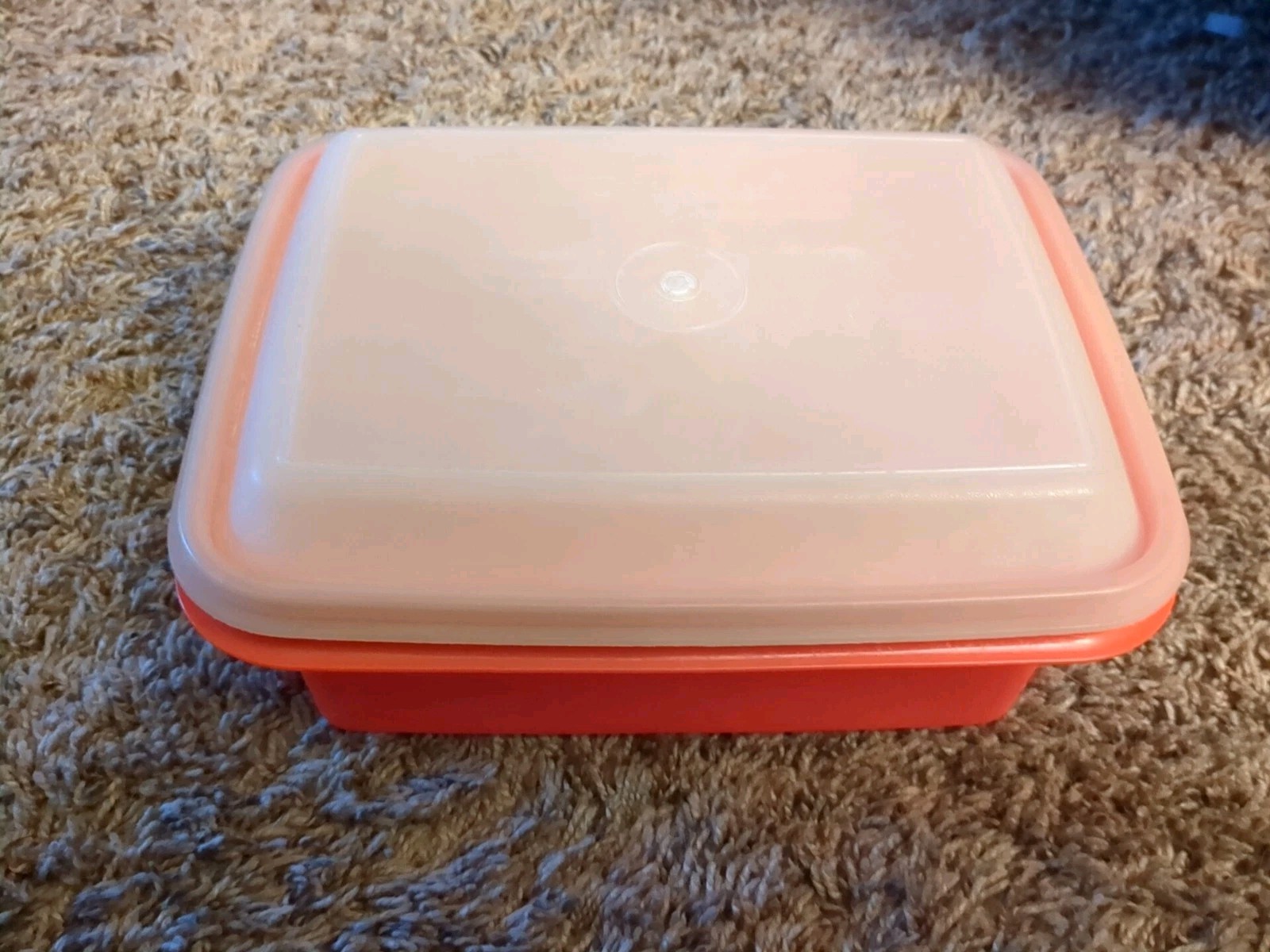 Tupperware Vintage 4.5 qt Red Rectangle Plastic Storage Container Snap Lid 2pc