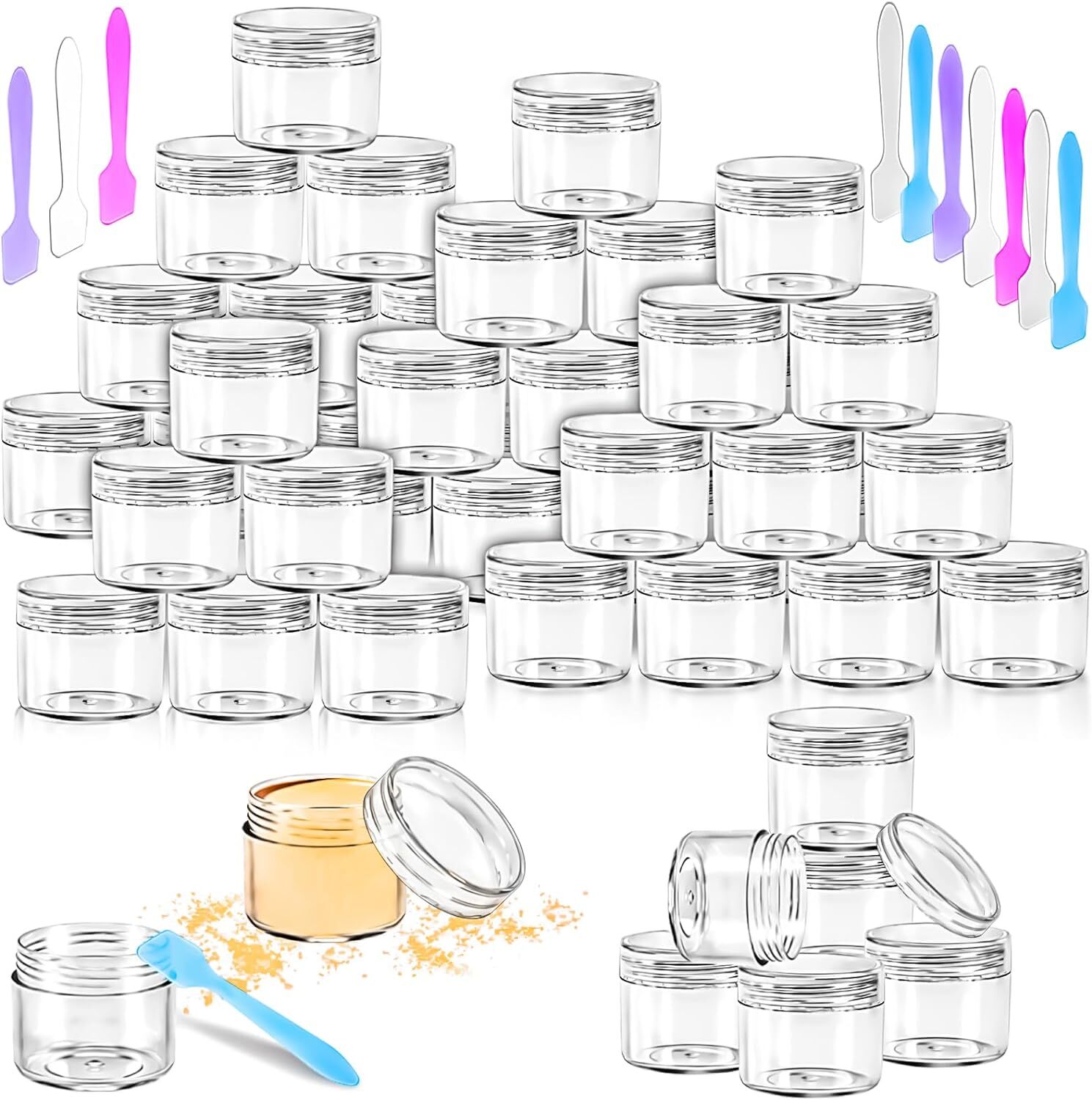 MotBach 35 PCS 20g Empty Plastic Containers with Clear Lids,Small