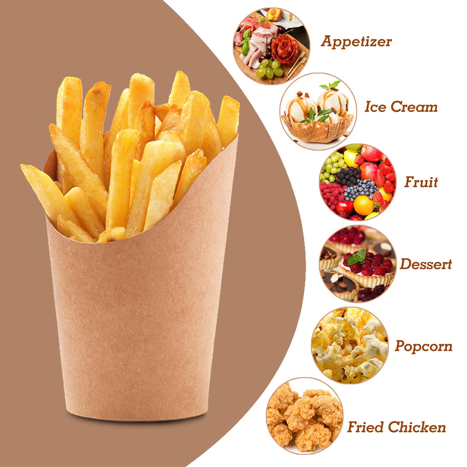 12 Oz French Fries Holder, 50 Pcs Kraft Paperr Charcuterie Cups Disposable, M…