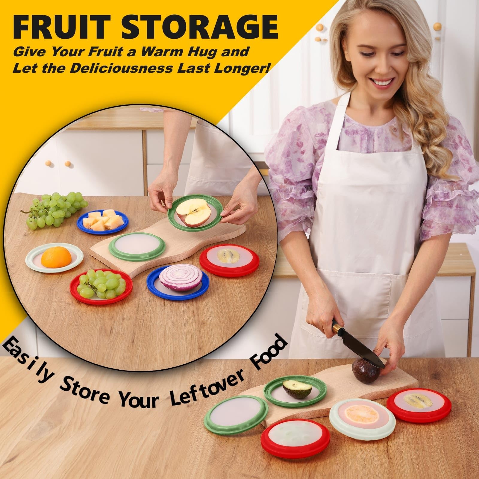 Silicone Food Storage Containers, 4Pcs Avocado Saver Produce Holder