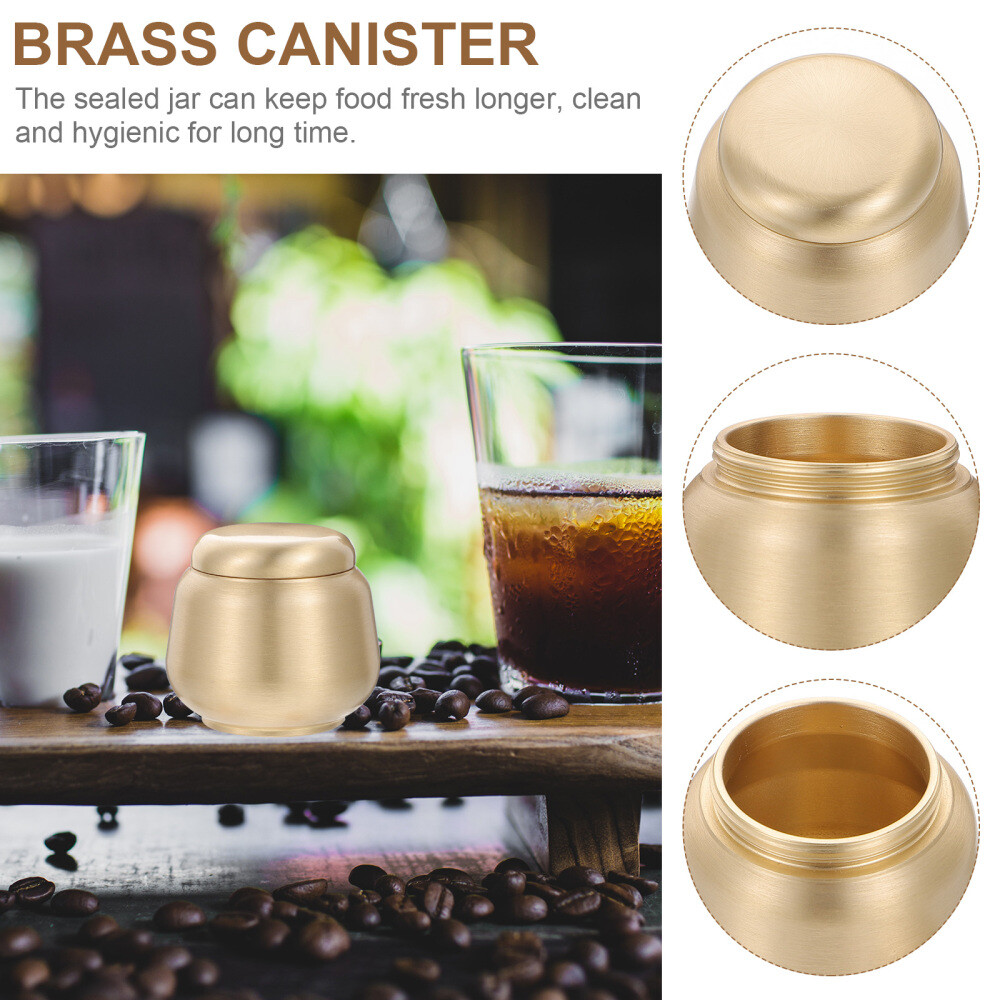 Brass Tea Container Golden Tea Can Tea Sealed Jar Multi-function Storage Jars
