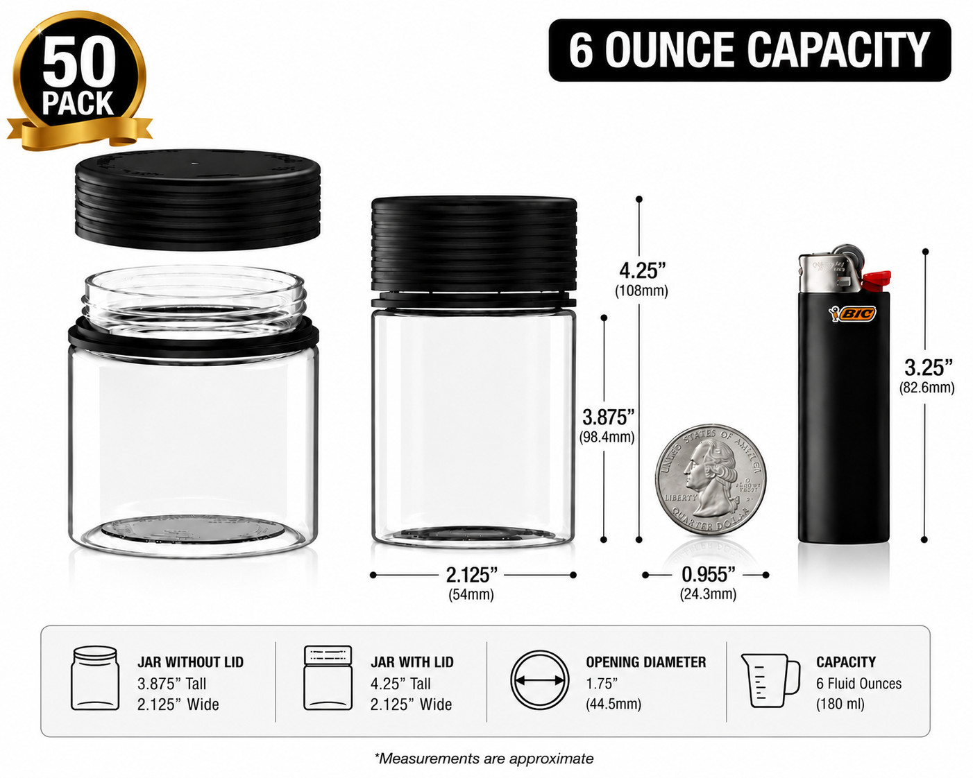 Chubby Gorilla 6oz Child Resistant Plastic Storage Jar – Tamper Evident Cap 50ct