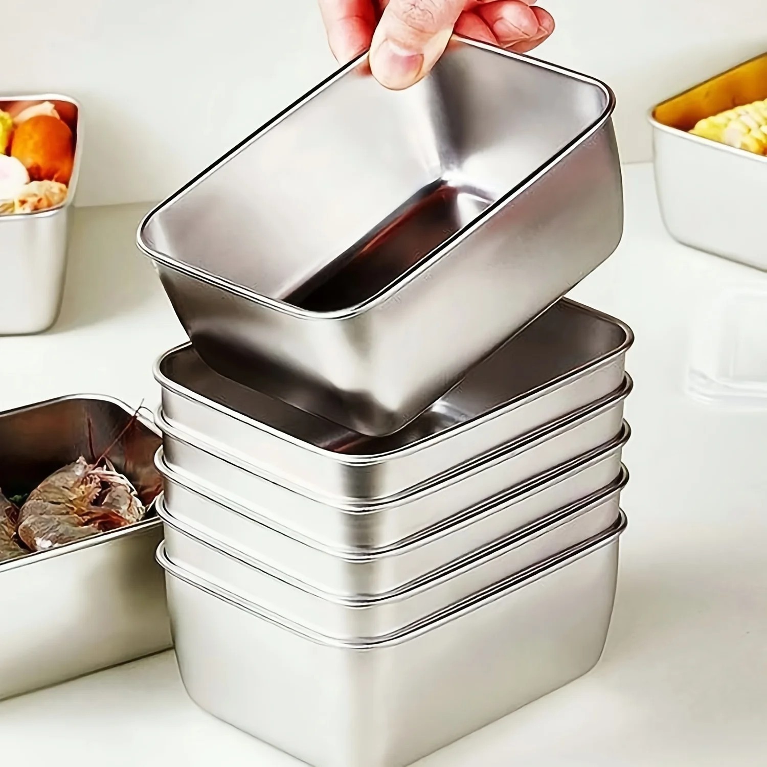 6Pc Stainless Steel Food Storage Containers Set Leakproof Stackable Lunch Boxes