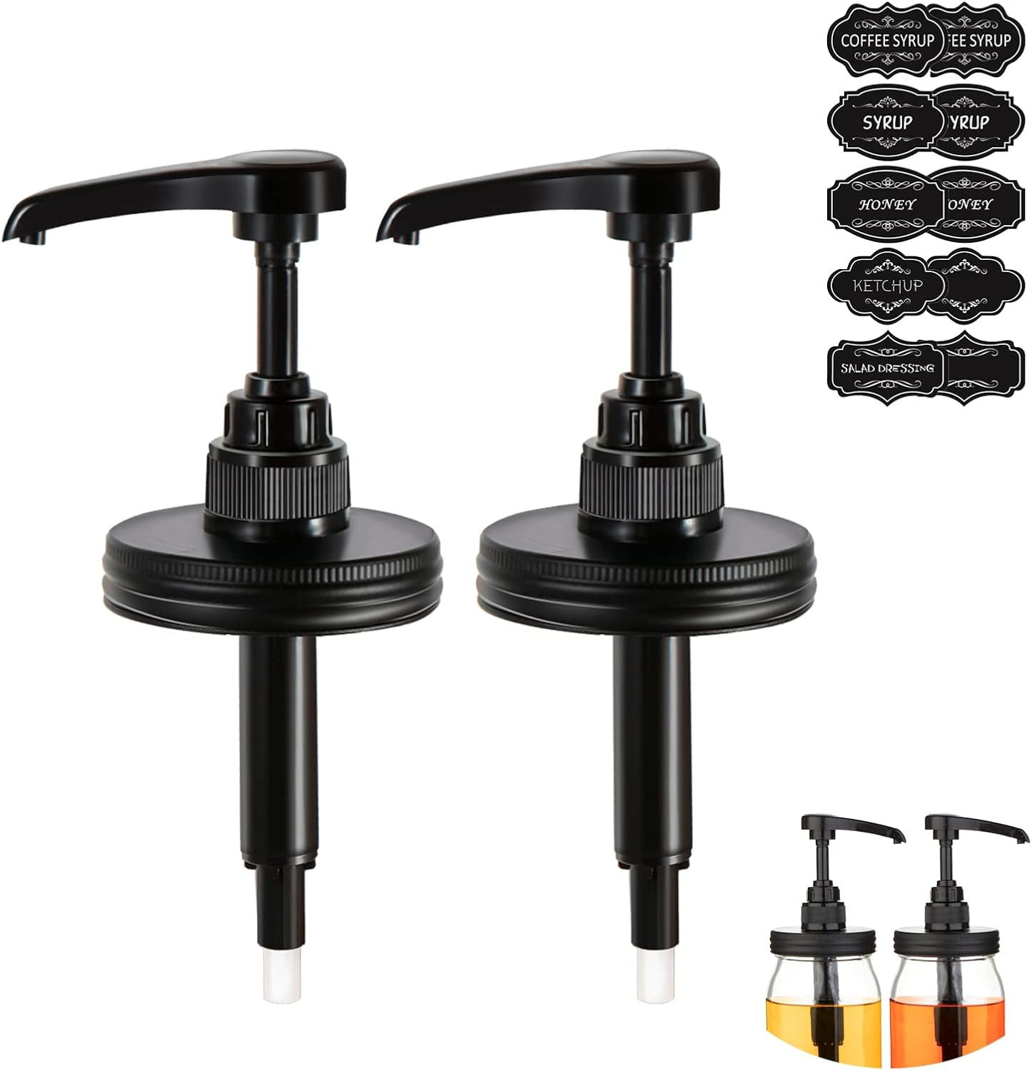 Mason Jar Syrup Dispenser Pump Lids for Regular Mouth Jar Coffee Syrup Dispenser