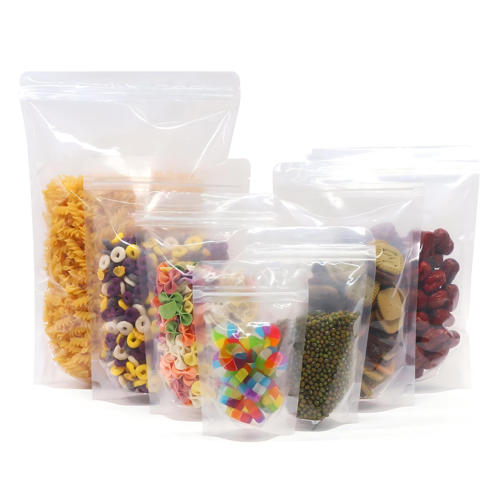 100pcs 3.5×5.5 Inches Clear Stand Up Food Bags, Self-Sealing Zipper Stand-up …