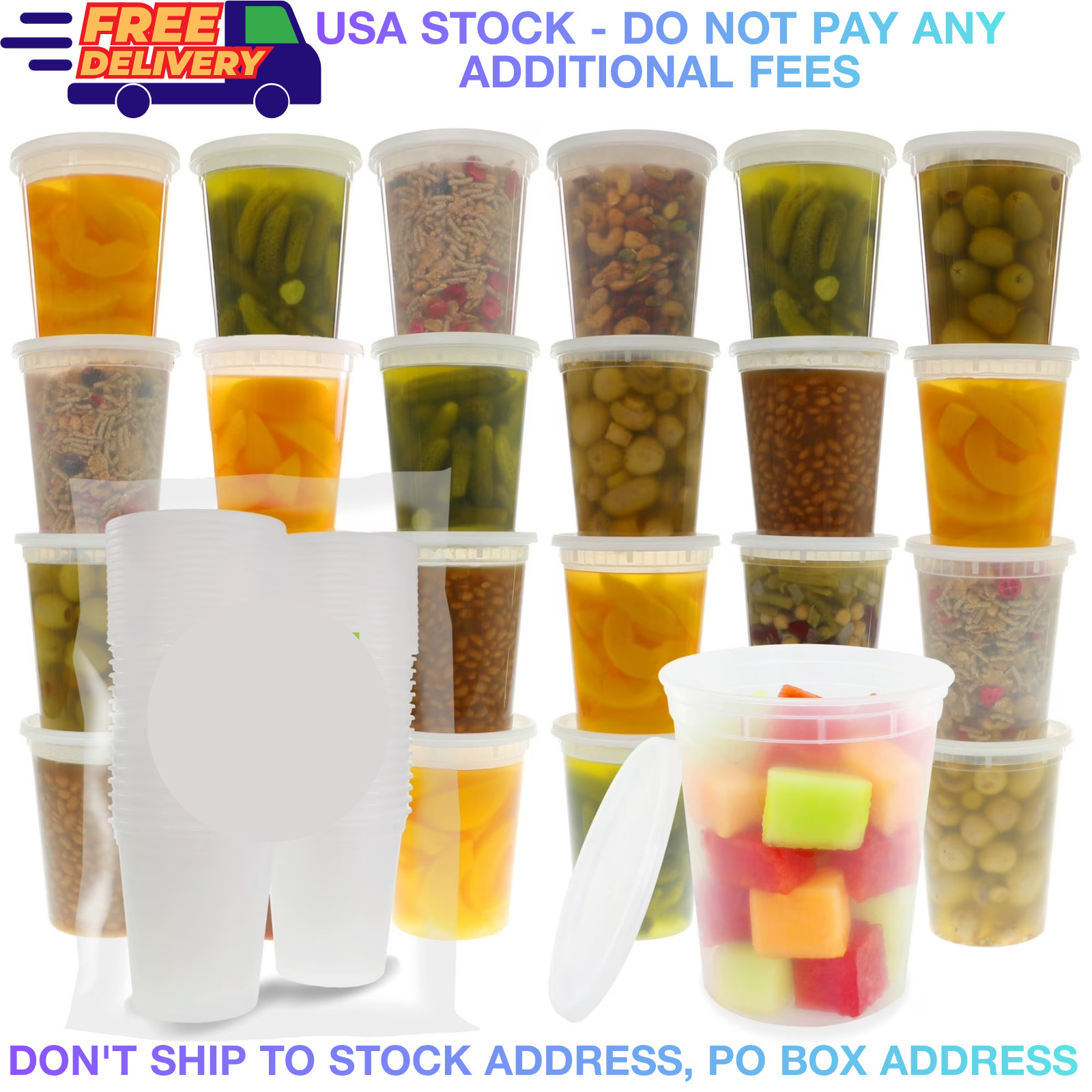 24 Pack 32 oz Food Storage Containers with Lids BPA Free Deli Cups Meal Prep Set