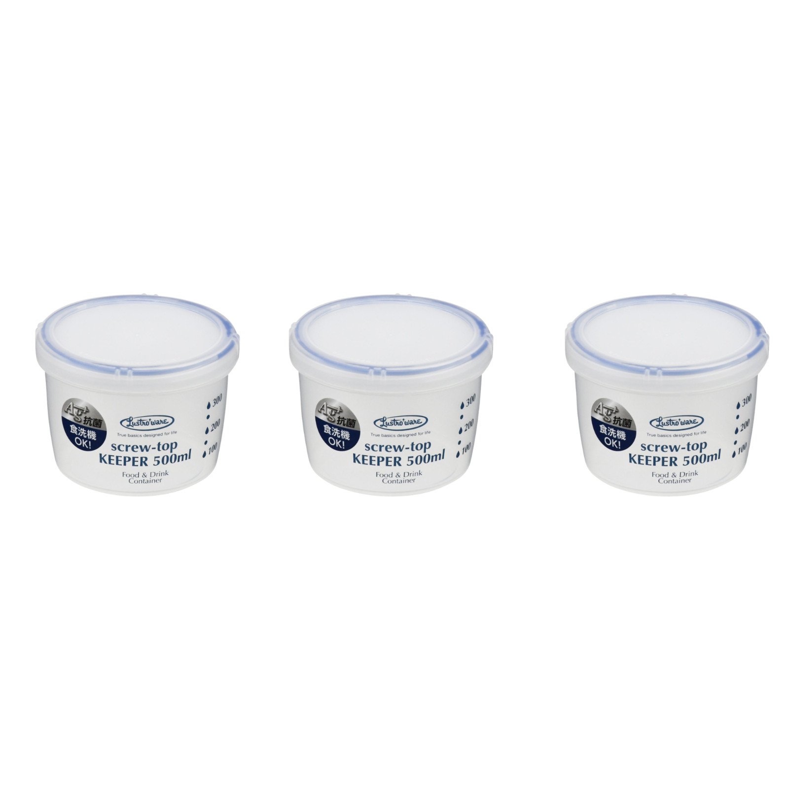 Set of 3, Lustroware Airtight Food Storage Container Set with Screw Top Lid