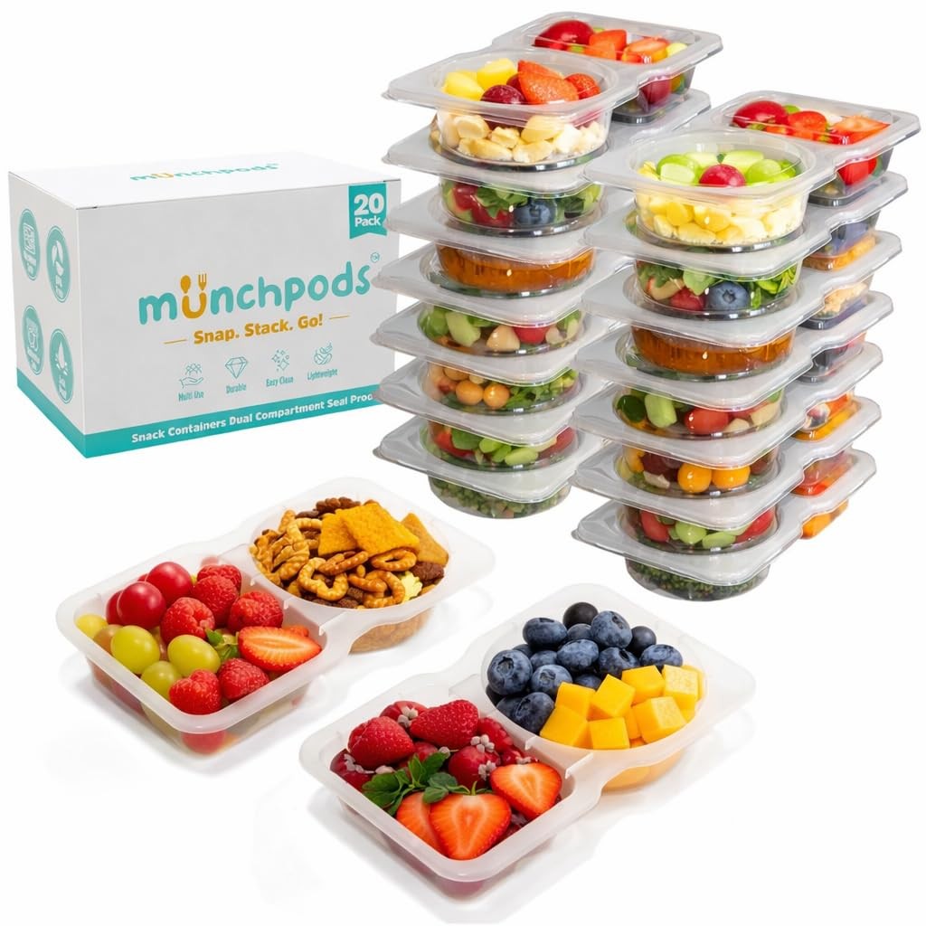 Reusable Snack Containers with Lids 20 Pack (40 Pieces) Portion control, Snac…