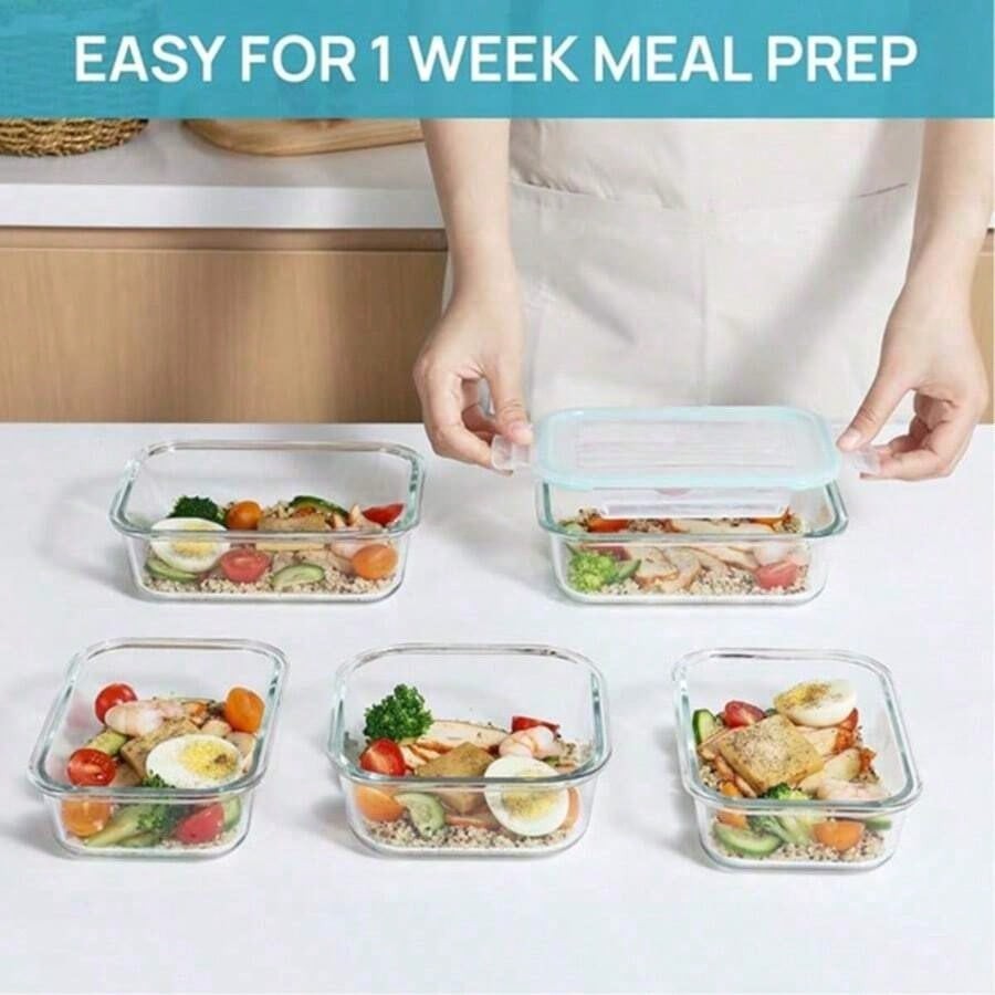 16 PC Glass Food Storage Containers With Lids Leak Proof Meal Prep Refrigerator