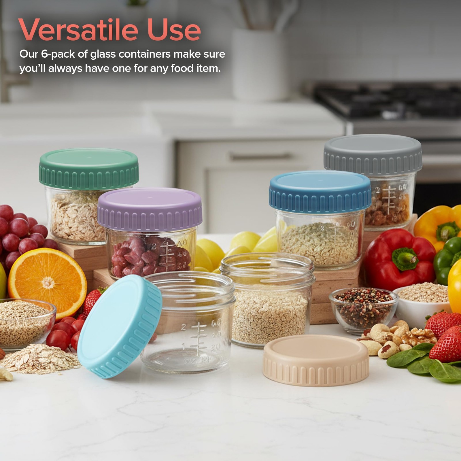 Stock Your Home Glass Bariatric Portion Control Containers 4oz, Transparent