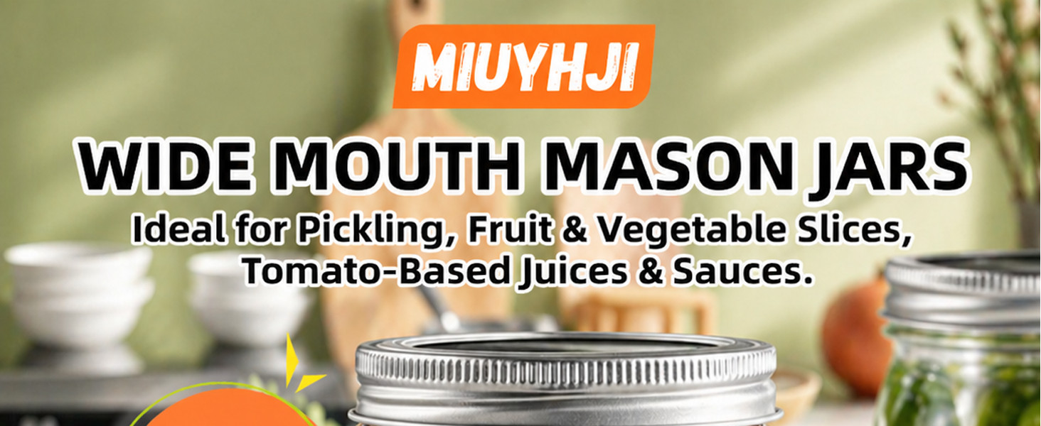 Wide Mouth Mason Jars with Lids [], Canning Jars with Metal Airtight Lids and