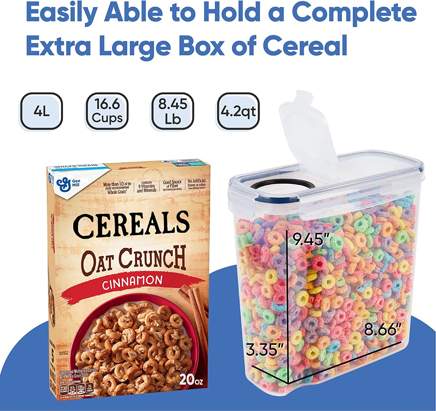 Cereal Containers Storage Set Large (4L,135.2 Oz), Airtight Food Storage Contain