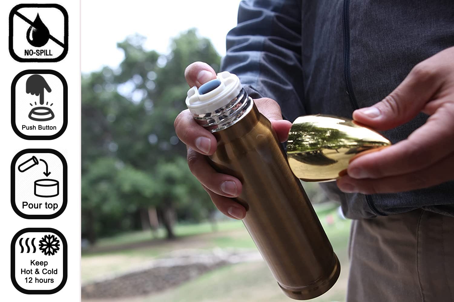 Caliber Gourmet Bullet Shaped Thermos Bottle – 17Oz Novelty Bullet Tumbler