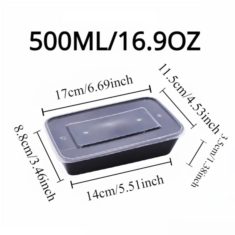 20 Pcs Black Leakproof Food Storage Box Fruit Salad Meal Prep Takeout Bento