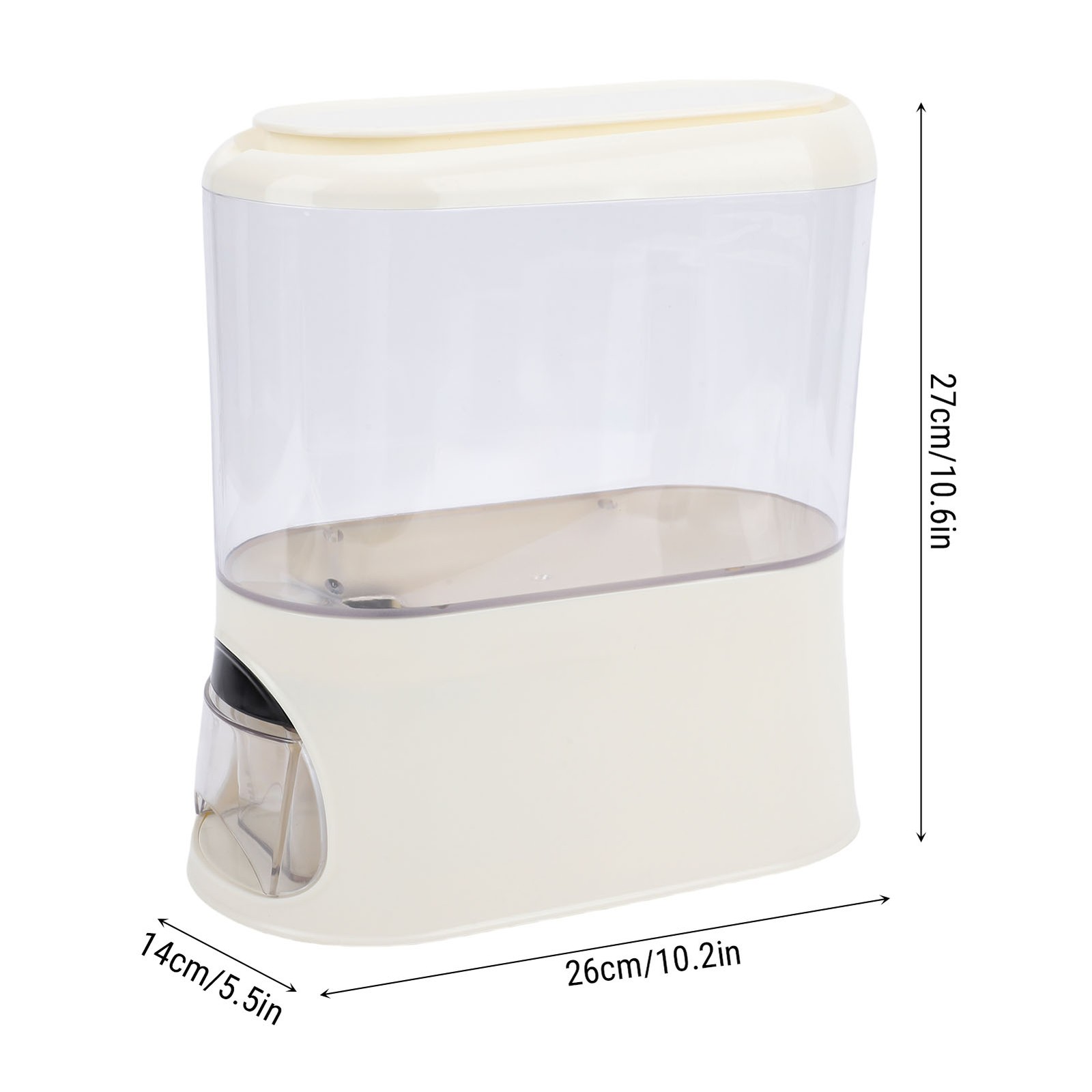25 lbs Rice Dispenser Grain Container Storage with Measuring Cup Household Use