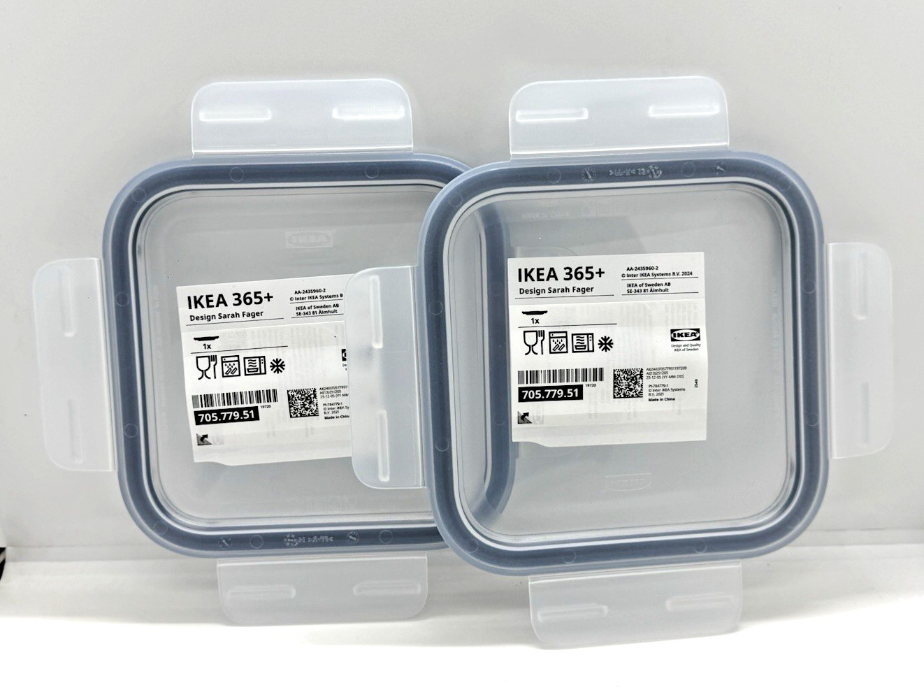 Lot of 2 IKEA 365+ Container Lid 6″ x 6″ Square Plastic 705.779.51 New