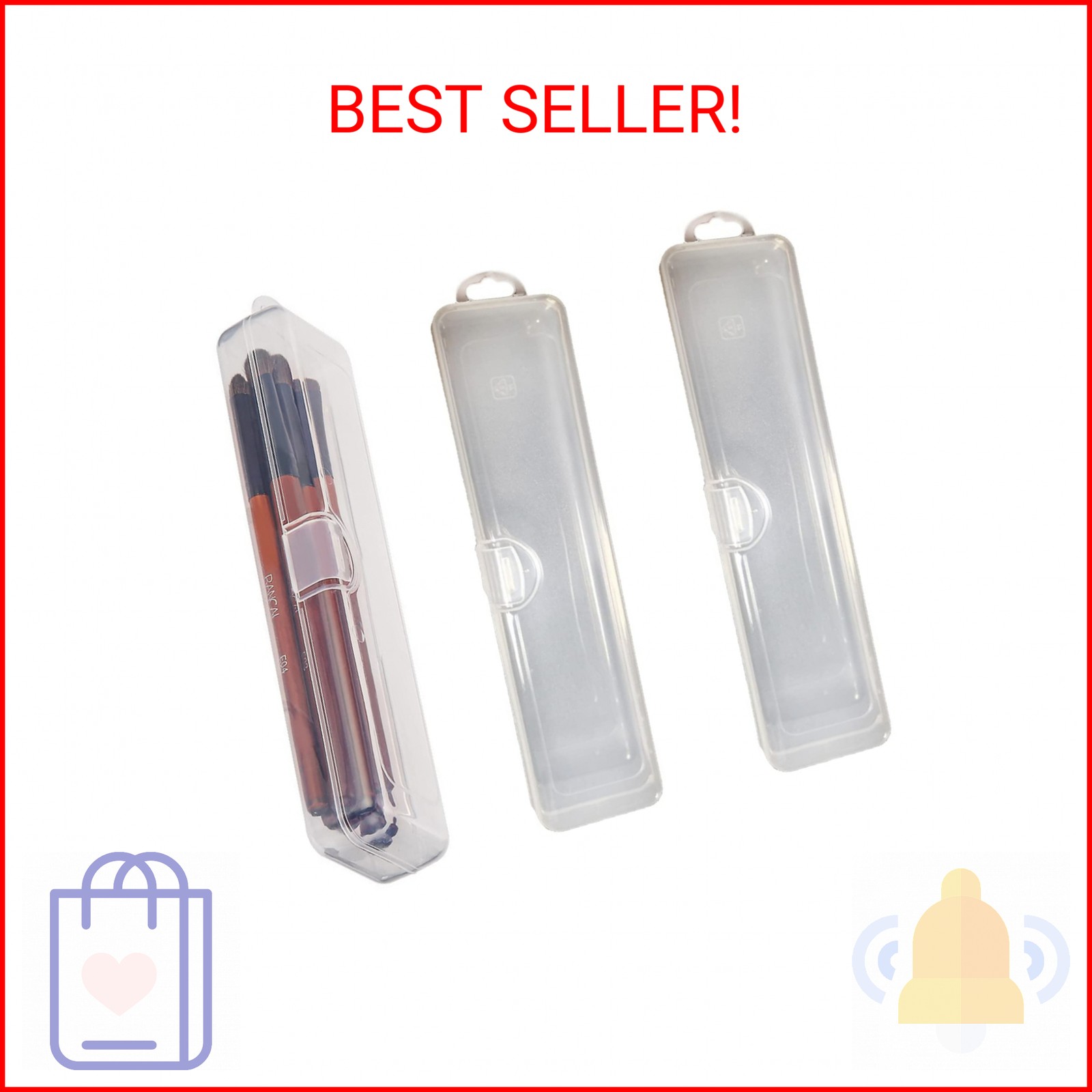 Portable Travel Cosmetic Brush Holder Dispenser Cutlery Storage Jar with Transpa