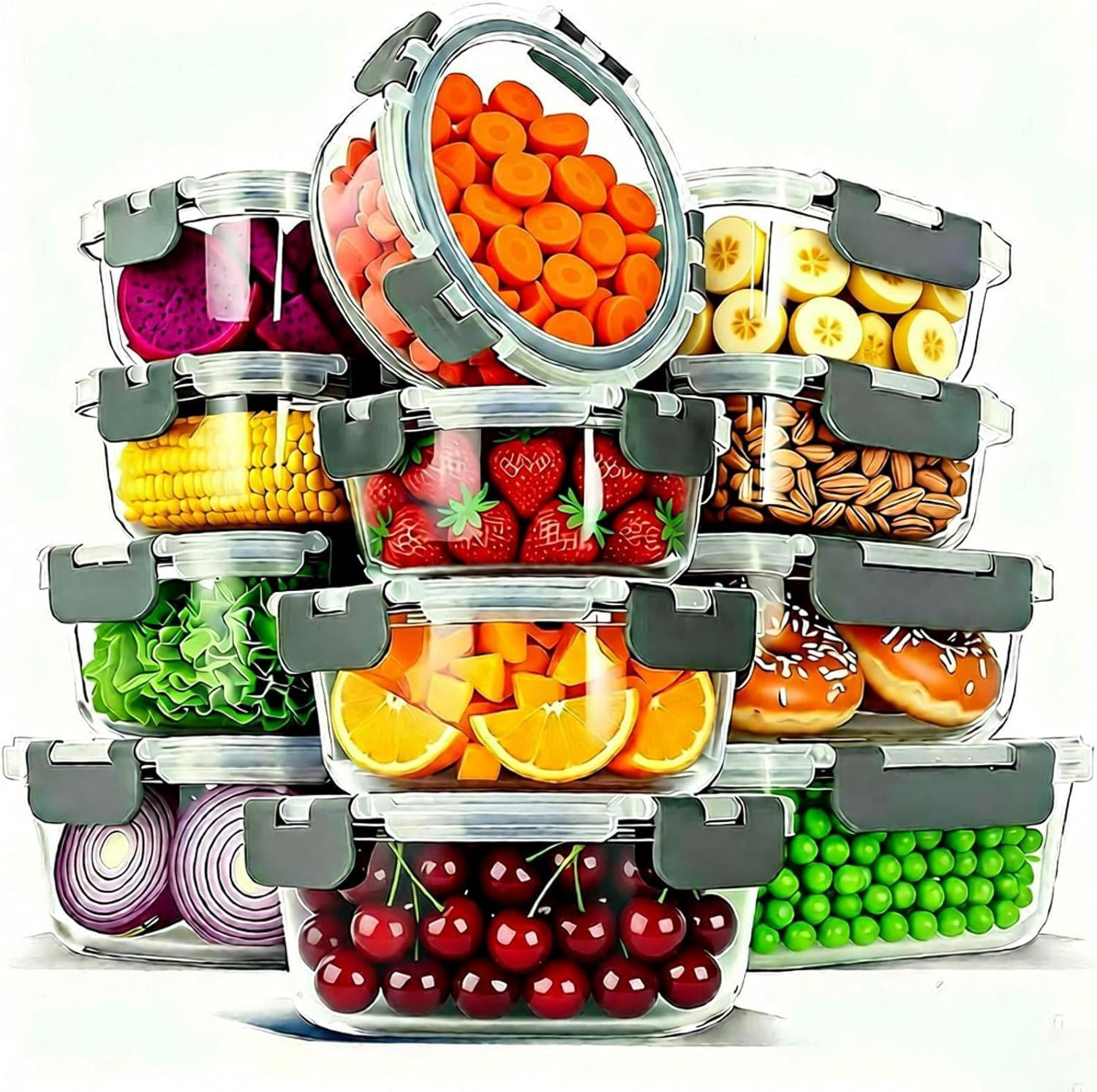 12 Pack Stackable Glass Meal Prep Containers with Lids – Safe & Versatile