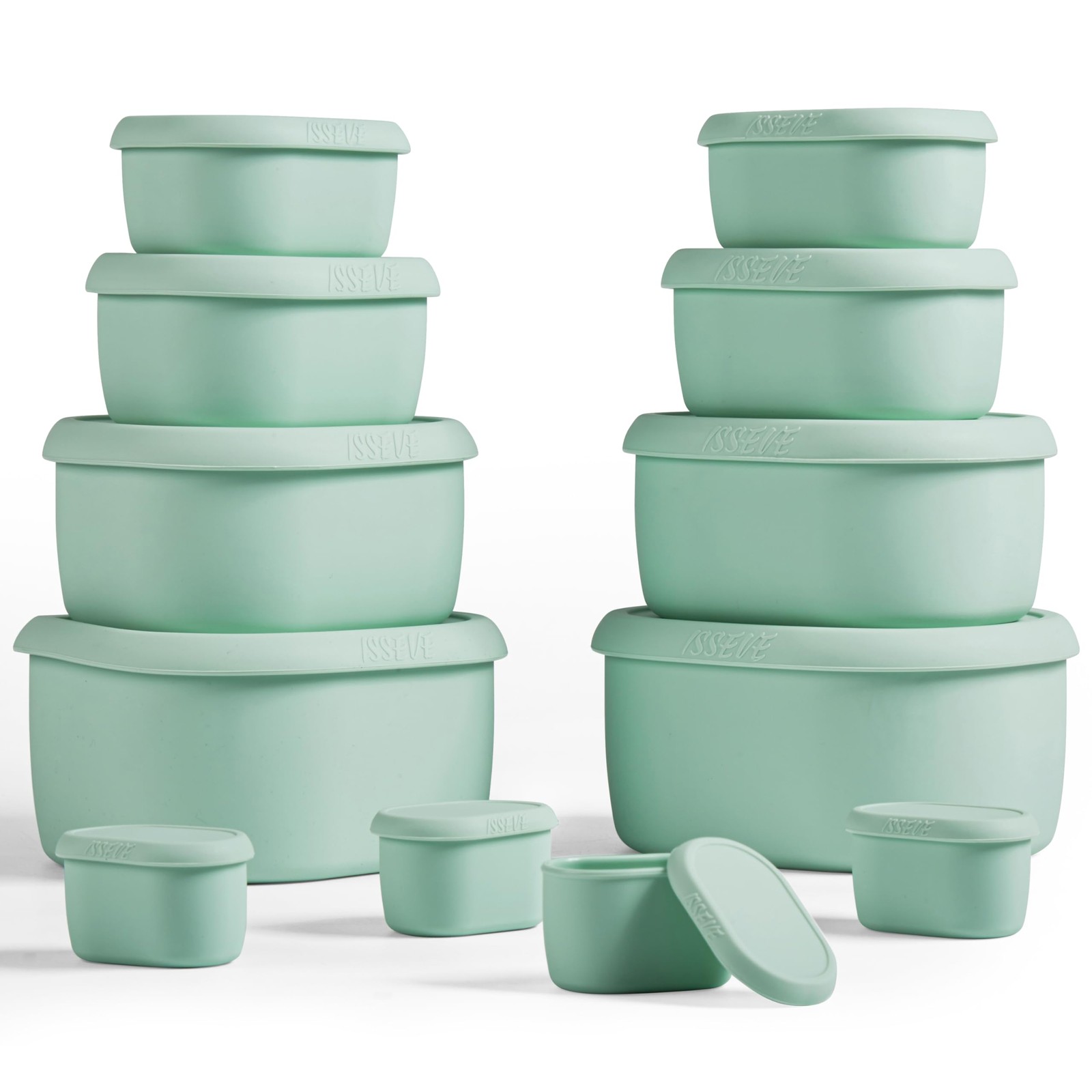 ISSEVE 12Pcs/Set Nesting Silicone Food Storage Containers with Lids, BPA Free…