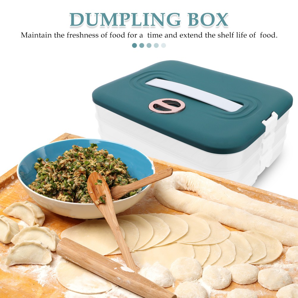 Freezer Safe Dumpling Fresh Keeping Box with Multilayer Design and Clear Lid