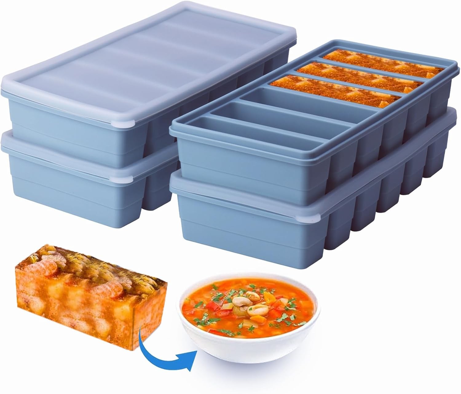 1/2 Cup Silicone Freezer Tray With Lid – Silicone Freezer Molds 4-Pack For me…