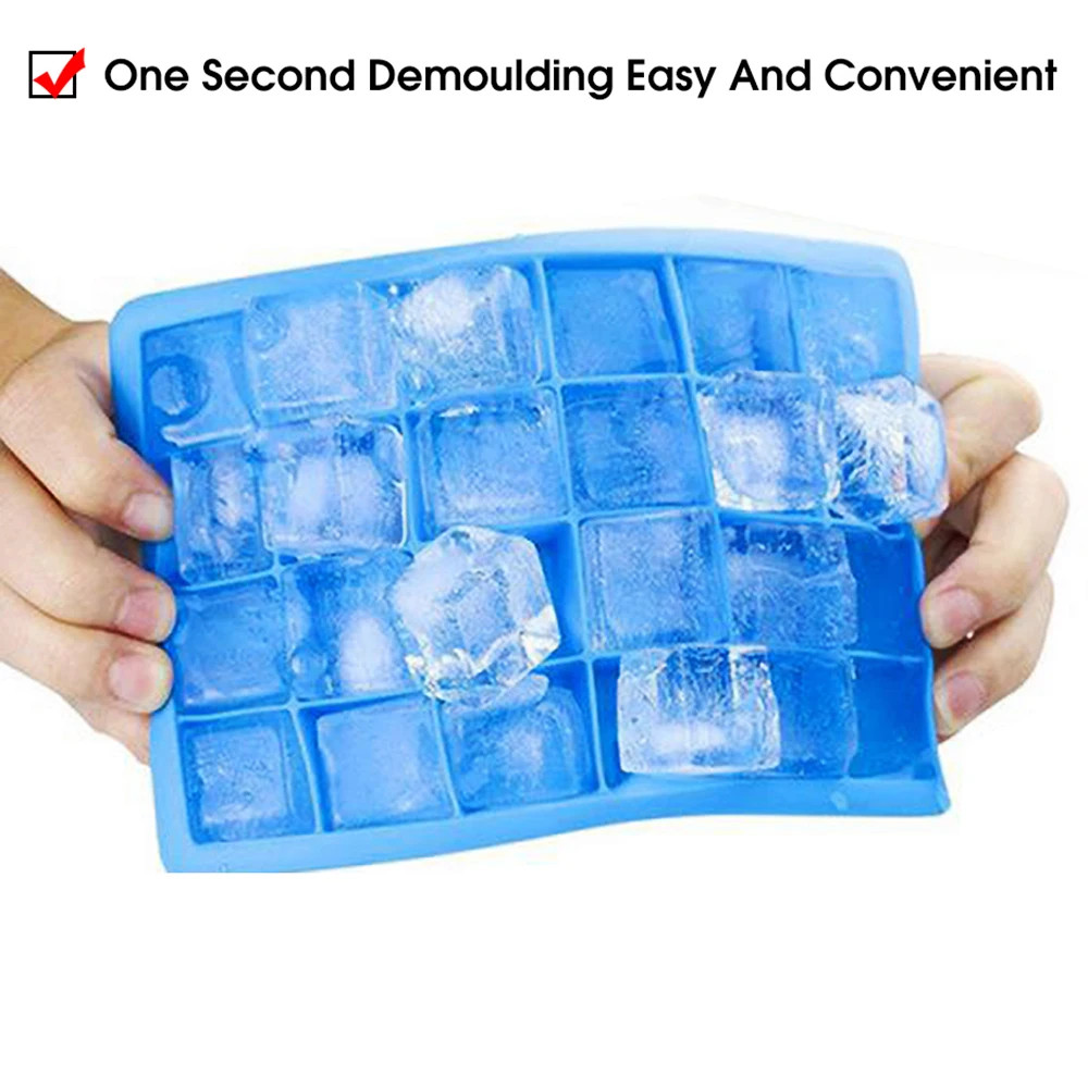 Large Silicone Freezer Tray with Lid Ice Cube Maker Mold Soup Baby Food Storage