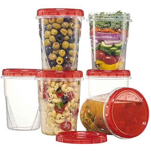 6 Pack 32oz Clear Reusable Food Storage Containers with Screw On Lid Twist Cap