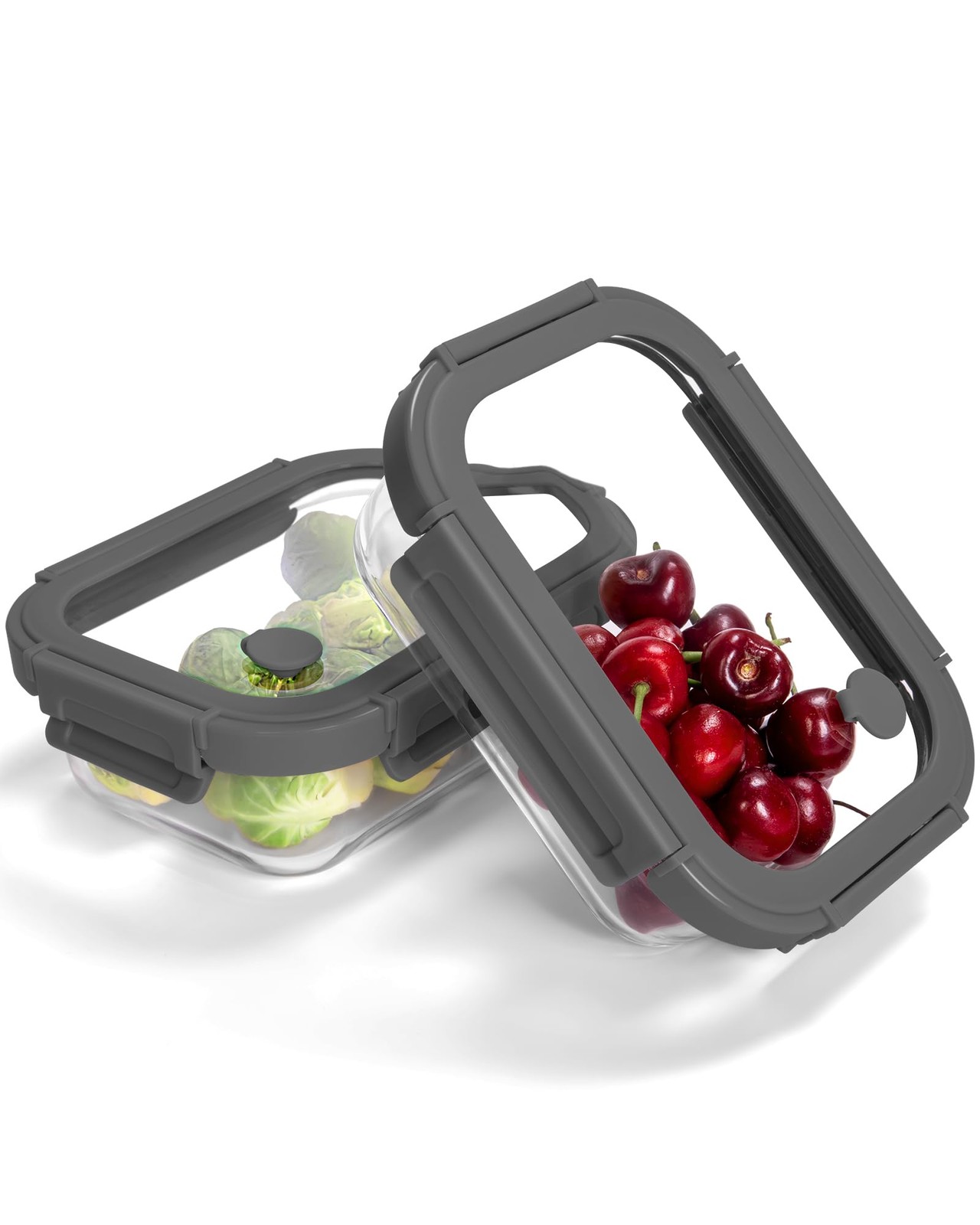 2-Pack Glass Food Storage Containers with Tempered Lids (630ml/2.7cup) – Airt…