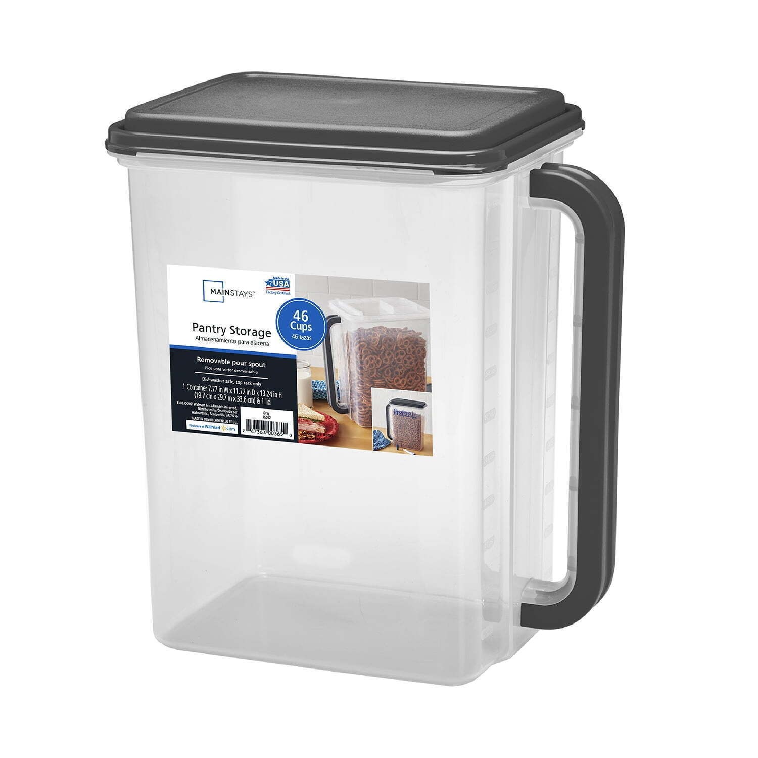 Bulk Canister Holds 46 Cups – Dark Gray Lid, Food Storage Container (1 Each)