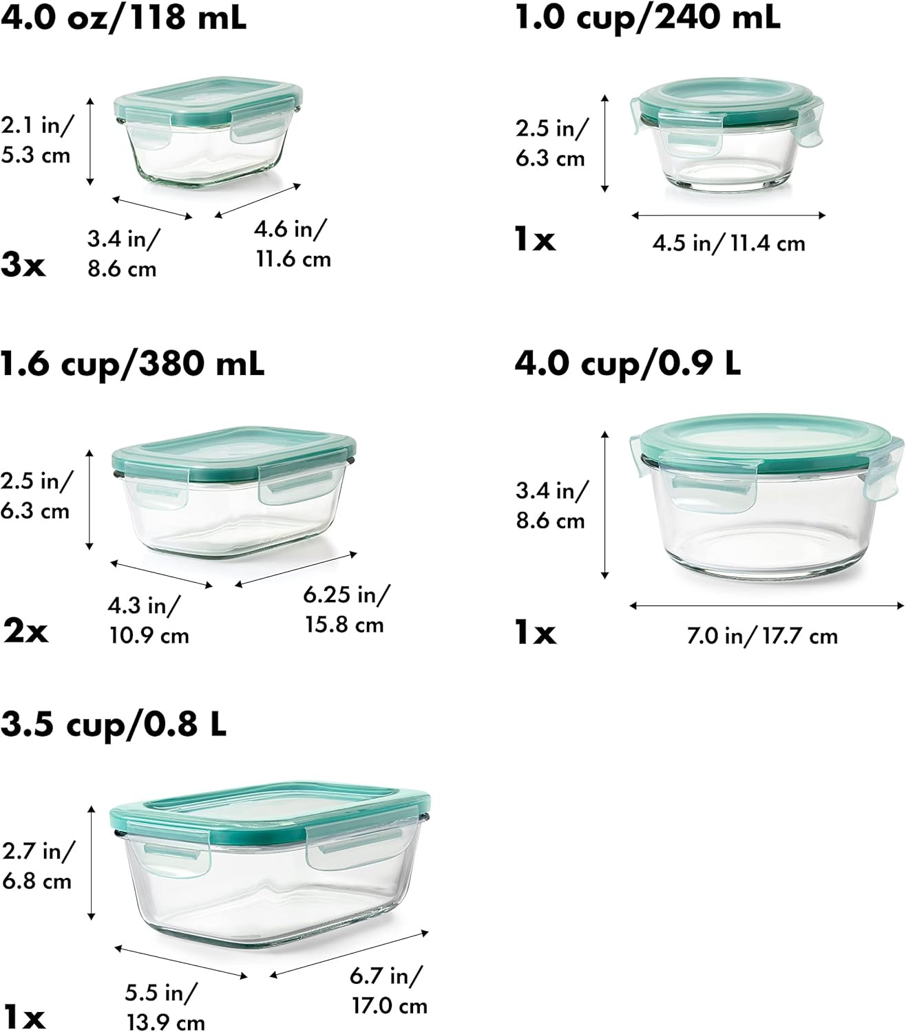 OXO Good Grips 16 Piece Glass Smart Seal Airtight Everyday Container Set