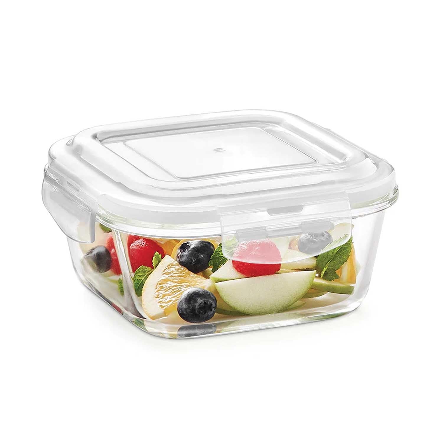 Glass Food Storage Container Square Shape With Air Tight Microwave Safe