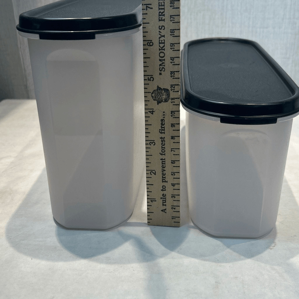 Tupperware Modular Mates Set Oval Round Black Lids Seals Spaghetti Clear 13 Pcs