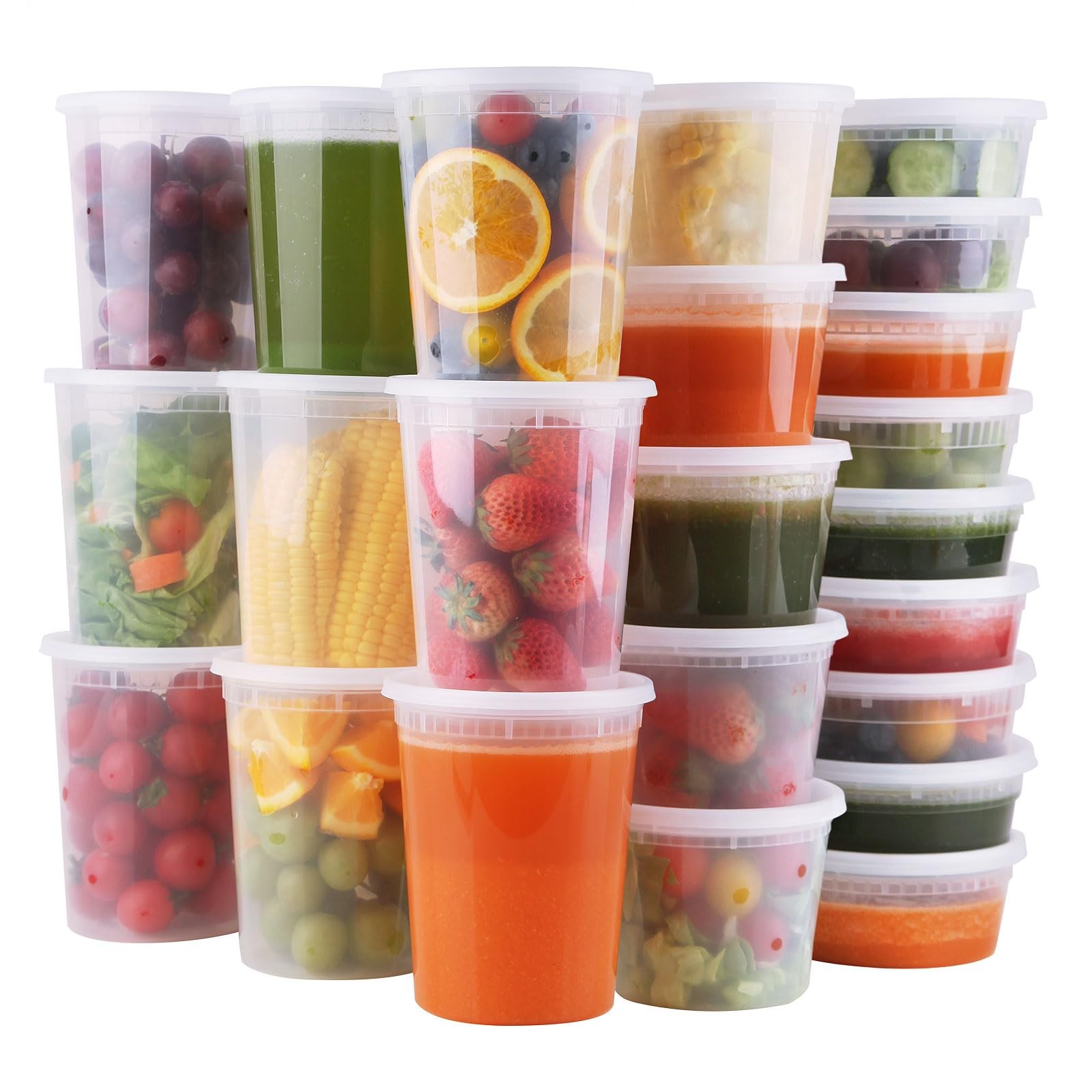 Deli Containers with Lids 48 Sets – Disposable Soup Container 8Oz, 16Oz, 32Oz