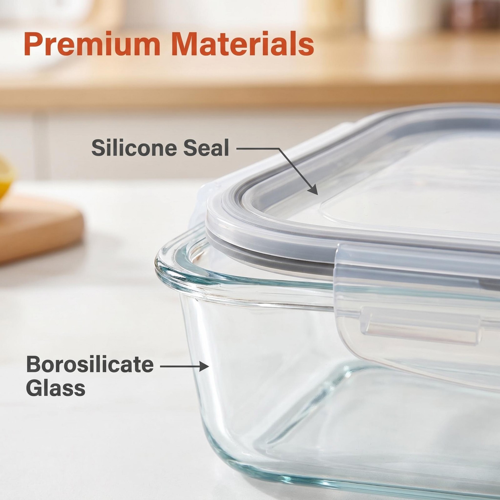 CHEFSTORY 2 Pack 1500Ml/50.7Oz Glass Storage Containers with Lids, grey