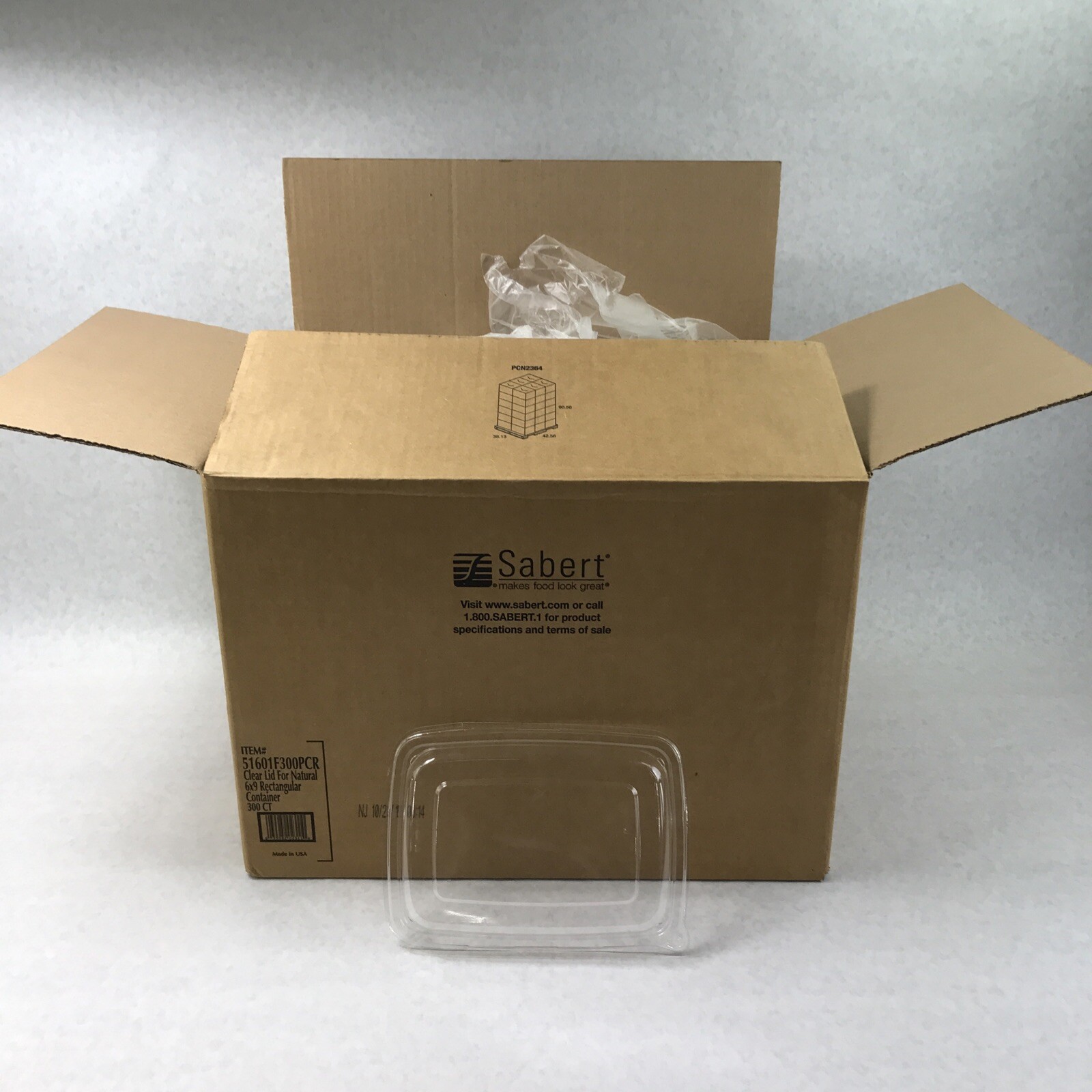 Sabert 54127FSAM 7.5″ X 12.5″ Plastic Lids Clear Rectangular 300 Pack
