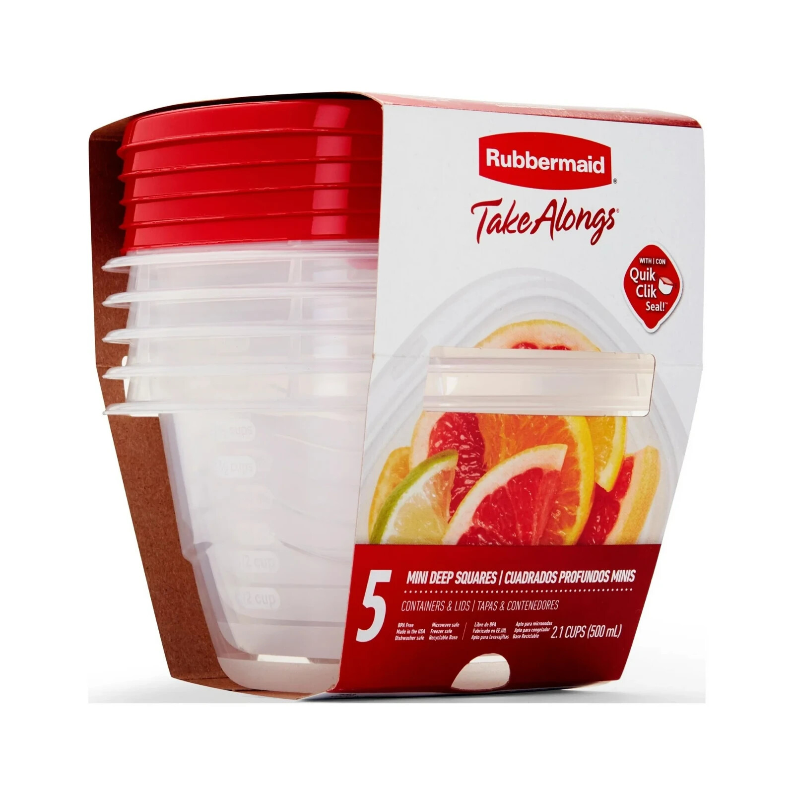 Rubbermaid TakeAlongs 2.1 Cup Square Food Storage Containers, 5 Pack – Free Ship