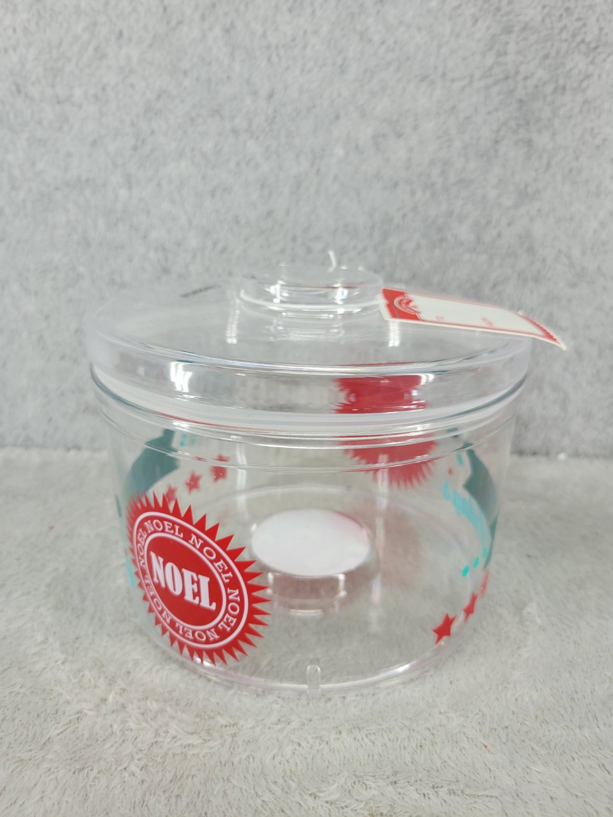 Holiday Time Treat Container Christmas Happy Holidays Stackable Jar 6″ x 5″