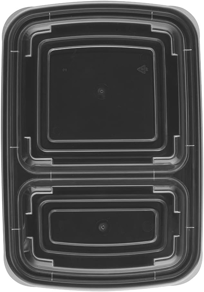 TIYA Food Containers – 32 Oz Bulk 150 Pack with Lids – Plastic Compartment To-Go