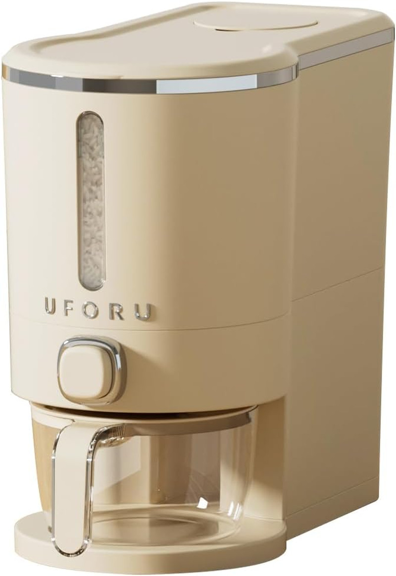 dispensador de arroz contenedor de 11 lbs con taza medidora hermetico blanco cre