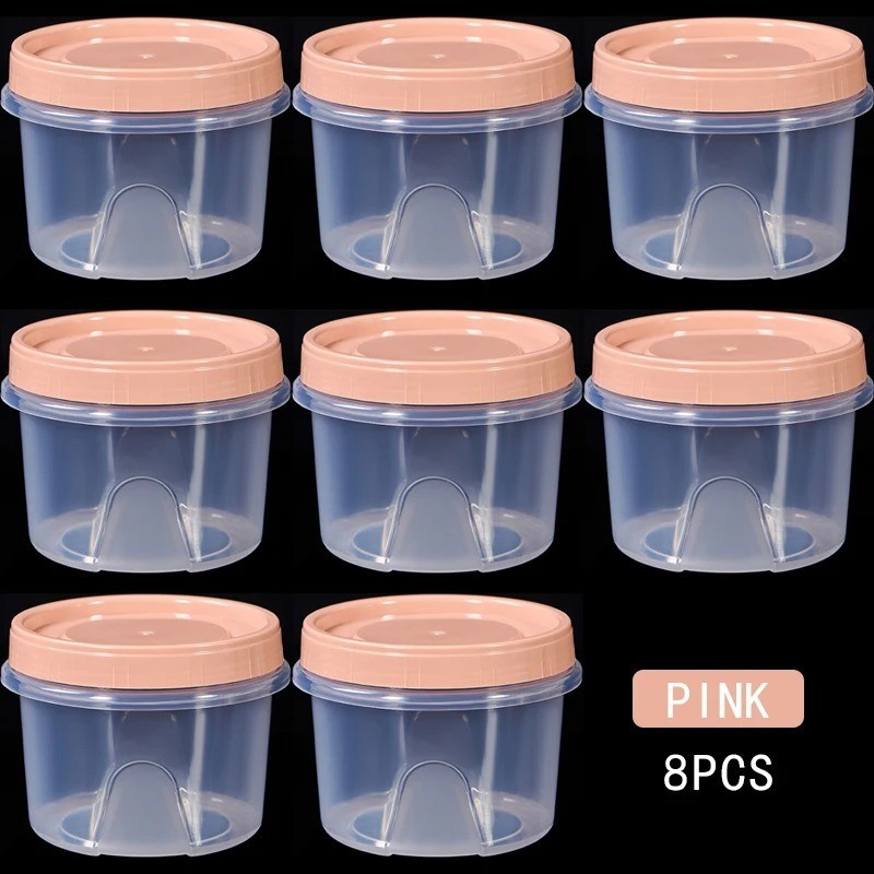8 Pcs 500ml Round Food Fresh Keeping Box Kitchen Refrigerator Storage AA