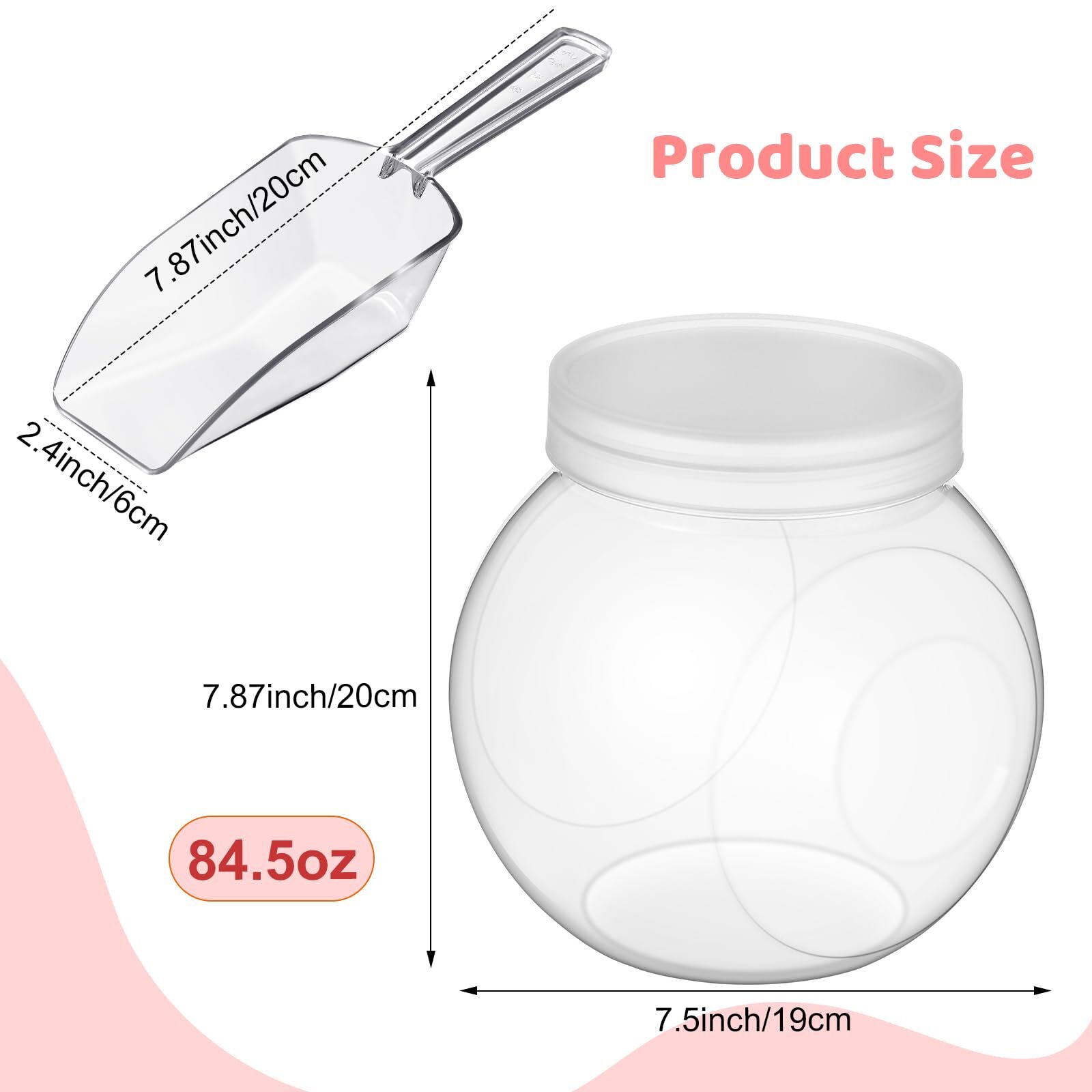 2 Sets Plastic Candy Jars with Lids and Candy Scoops 84.5 oz Clear Candy Cont…