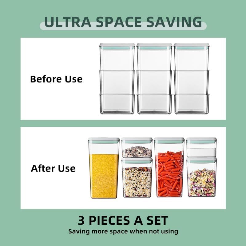 6-Piece Sealed Storage Box Set with Lid Stackable, (0.5, 1.2, 1.8 kg)*2