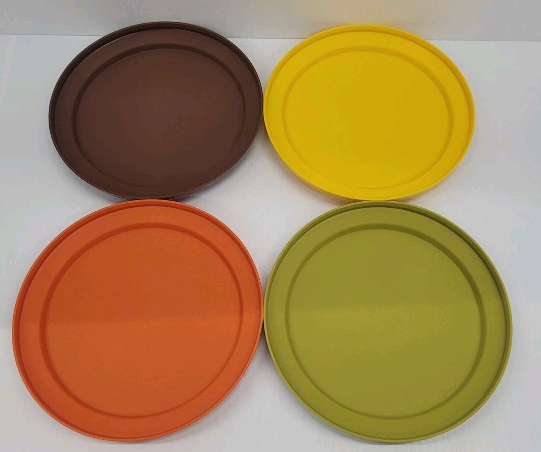 70s 80s Tupperware #1206 Harvest Colors Seal N Serve 4 Bowl Set Storage W Lids