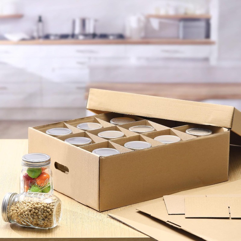 6 Pieces Mason Jar Storage Boxes 16 oz Canning Boxes with Handles and Dividers