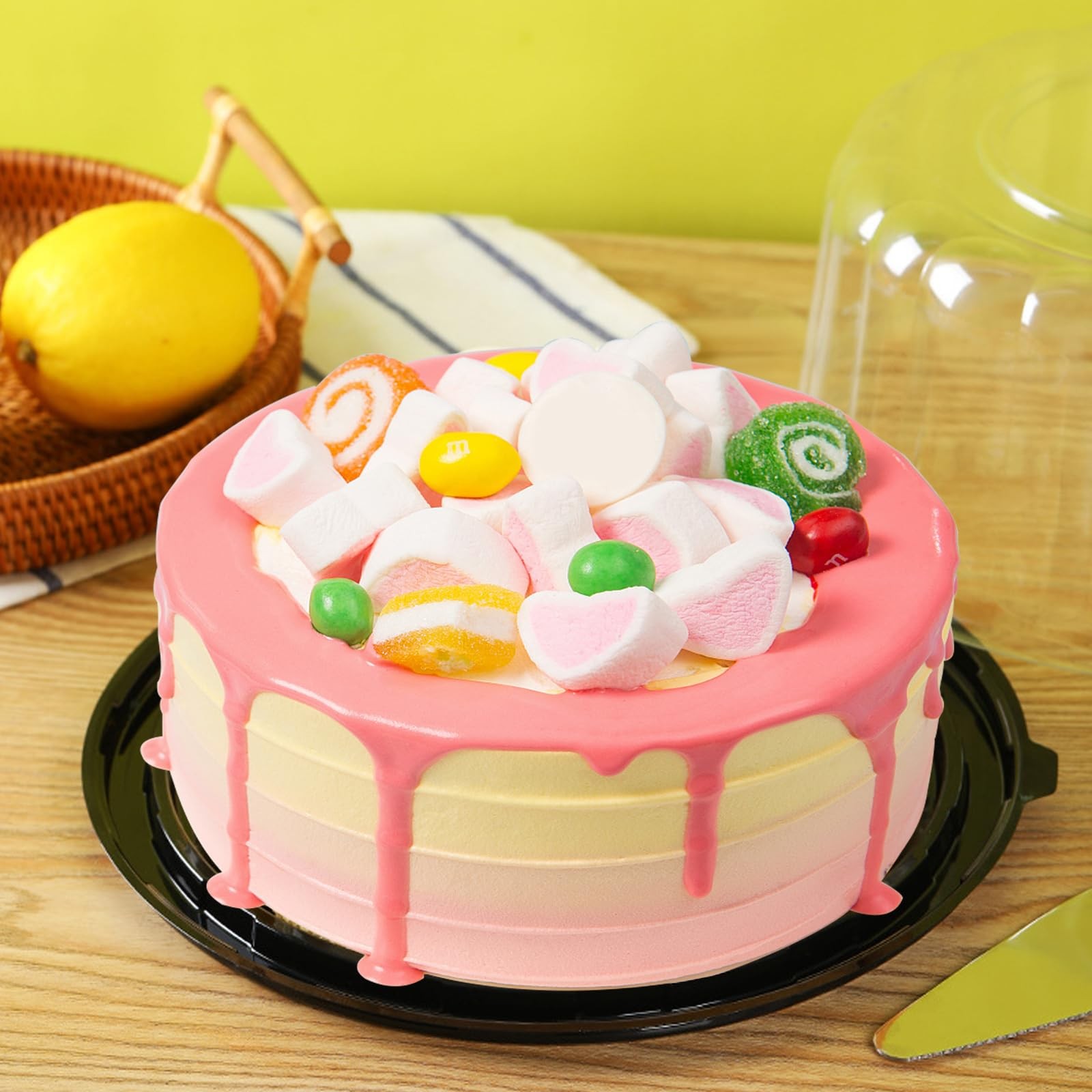 5Pcs 10Inch Disposable Plastic Cake Container with Dome Lids Clear Cupcake Ho…
