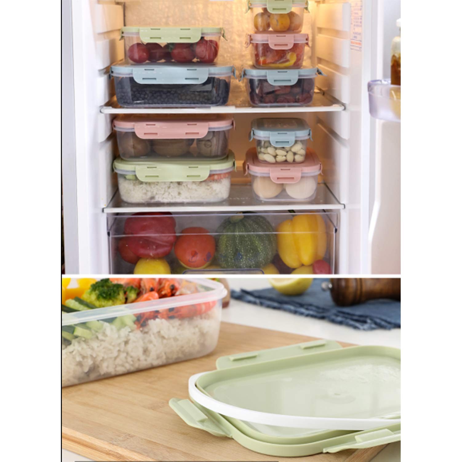 Food Storage Containers Set with Airtight Lids – 3 Pack BPA-Free Plastic Meal…