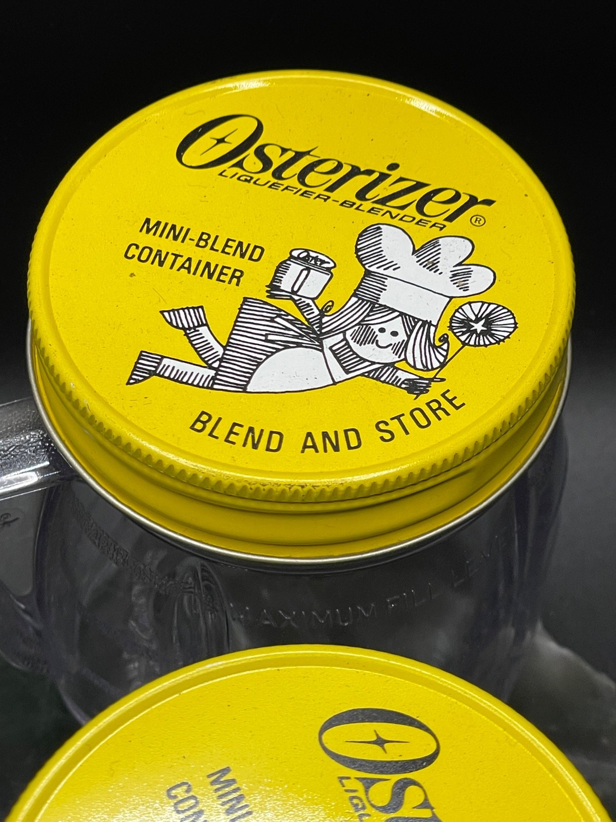 3 Vtg Osterizer Mini Blend Containers Jars 8oz. Blend & Store Plastic Metal Lid
