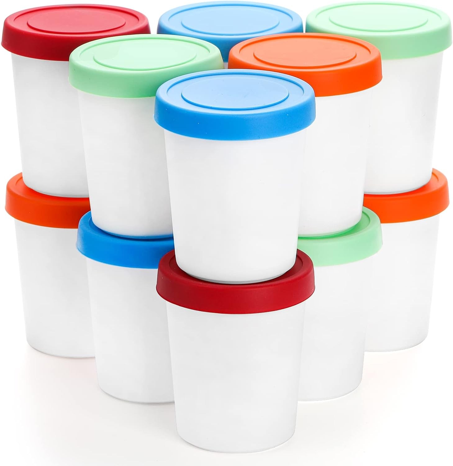 12 Pack Mini Ice Cream Containers, 6Oz Freezer Storage Tub with Silicone Lids, R